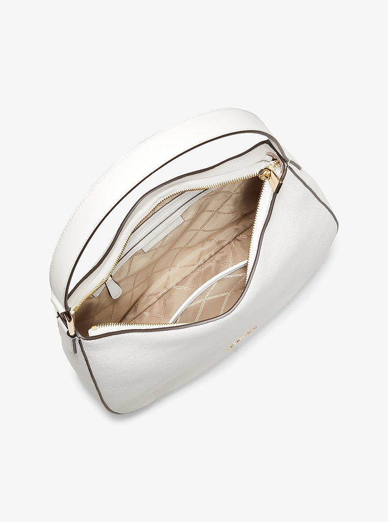 Kensington Large Pebbled Leather Hobo Shoulder Bag in OPTIC WHITE | Michael Kors