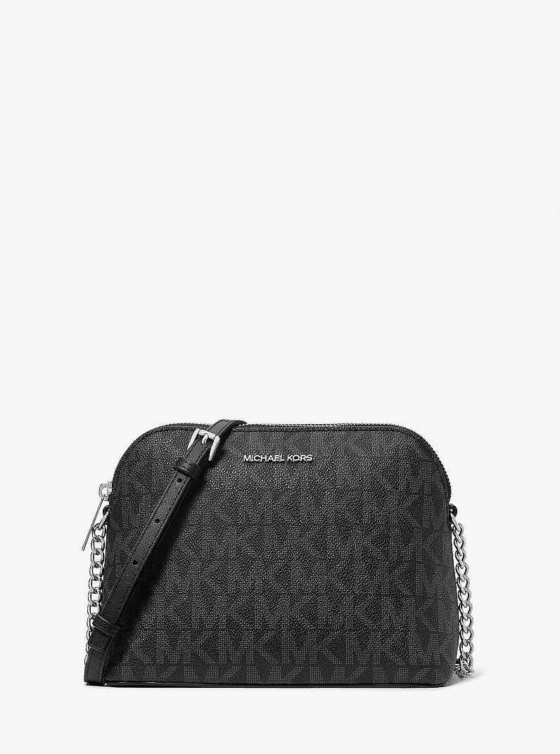 Cindy Signature Logo Dome Crossbody Bag in BLACK | Michael Kors