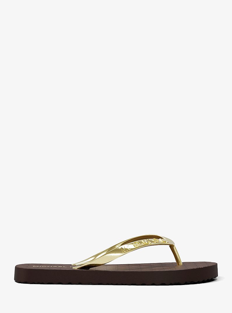 Signature Logo Flip Flops in BROWN | Michael Kors