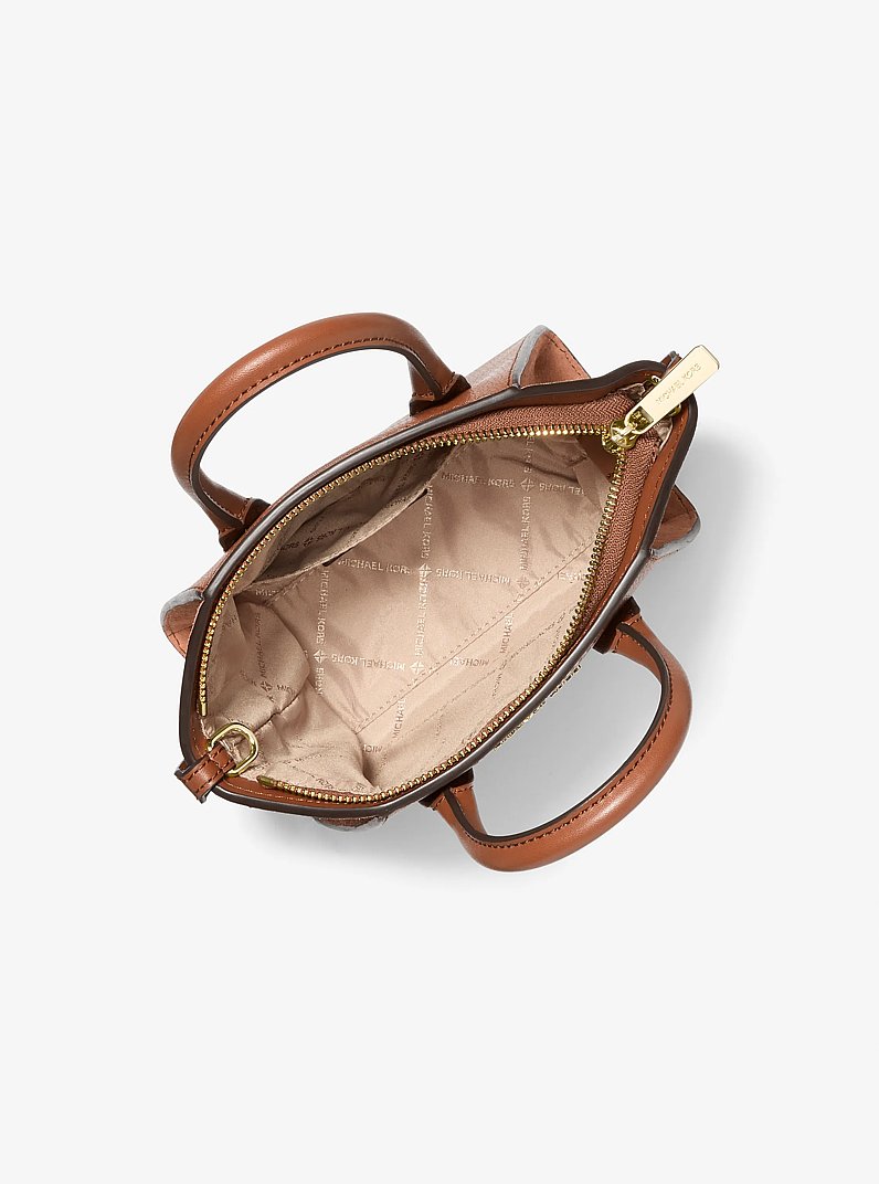 Avril Extra-Small Leather and Suede Satchel in LUGGAGE | Michael Kors
