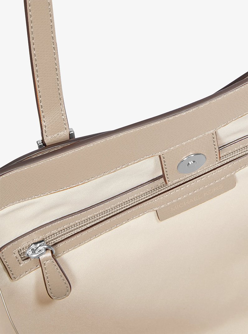 Taryn Large Leather Tote Bag in LIGHT SAND | Michael Kors