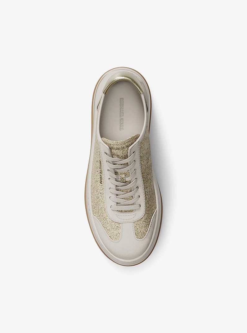 Espadrille &agrave; plateforme Hayes en cuir &agrave; ornements scintillants in OR P&Acirc;LE | Michael Kors
