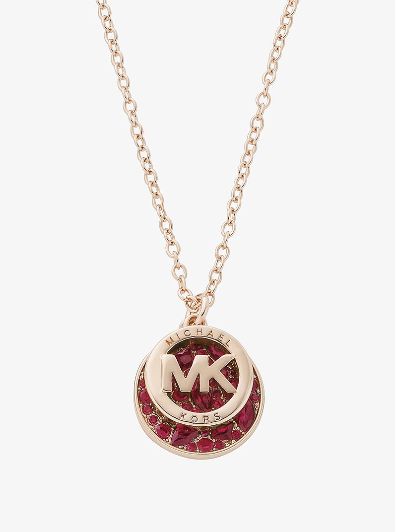Pav&eacute; Logo Necklace in ROSE GOLD | Michael Kors