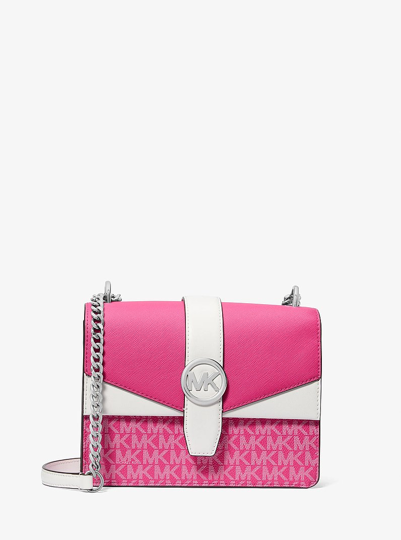 Greenwich Small Color-Block Signature Logo Crossbody Bag in DRAGONFRUIT | Michael Kors