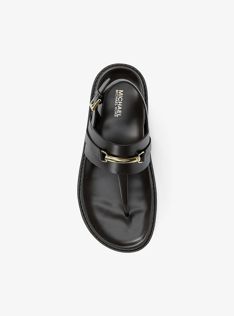 Carson Leather T-Strap Sandal in BLACK - Sale | Michael Kors [US]