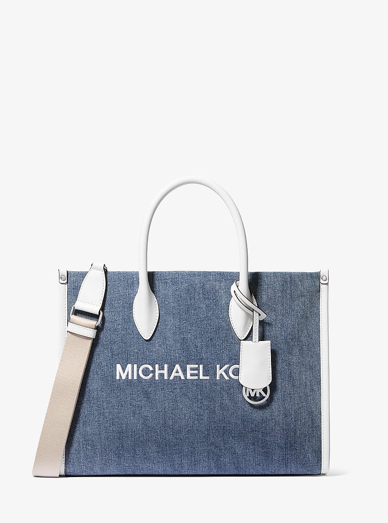 Mirella Medium Washed Denim Tote Bag in DENIM | Michael Kors