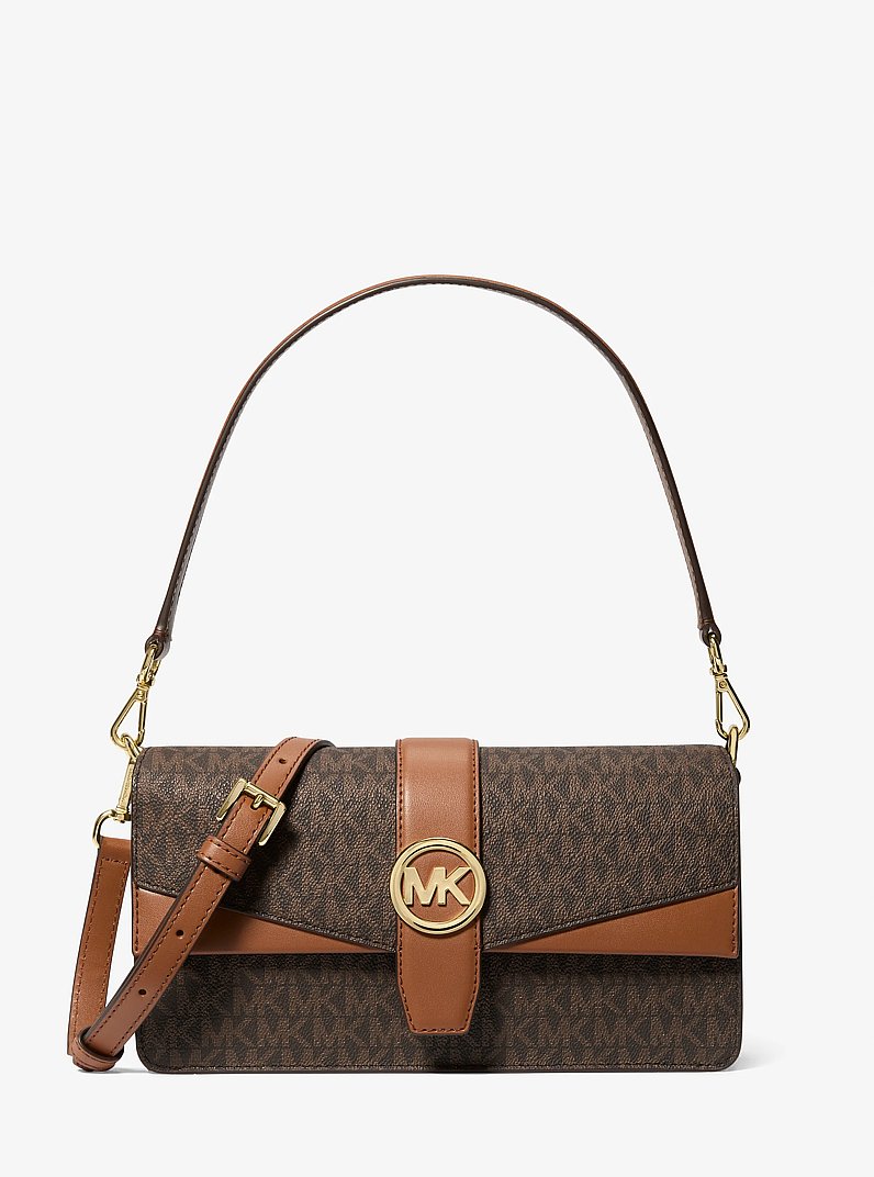 Greenwich Medium Signature Logo Shoulder Bag in BROWN | Michael Kors