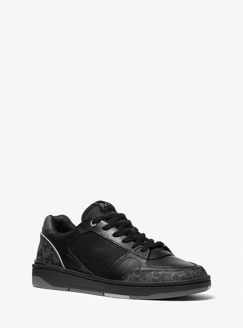Rebel Empire Monogram and Leather Sneaker in BLACK | Michael Kors