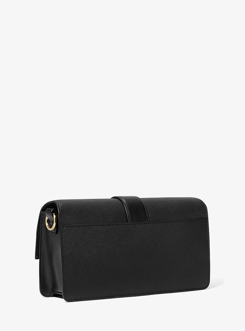 Sac &agrave; &eacute;paule Greenwich de taille moyenne en cuir Saffiano in NOIR | Michael Kors