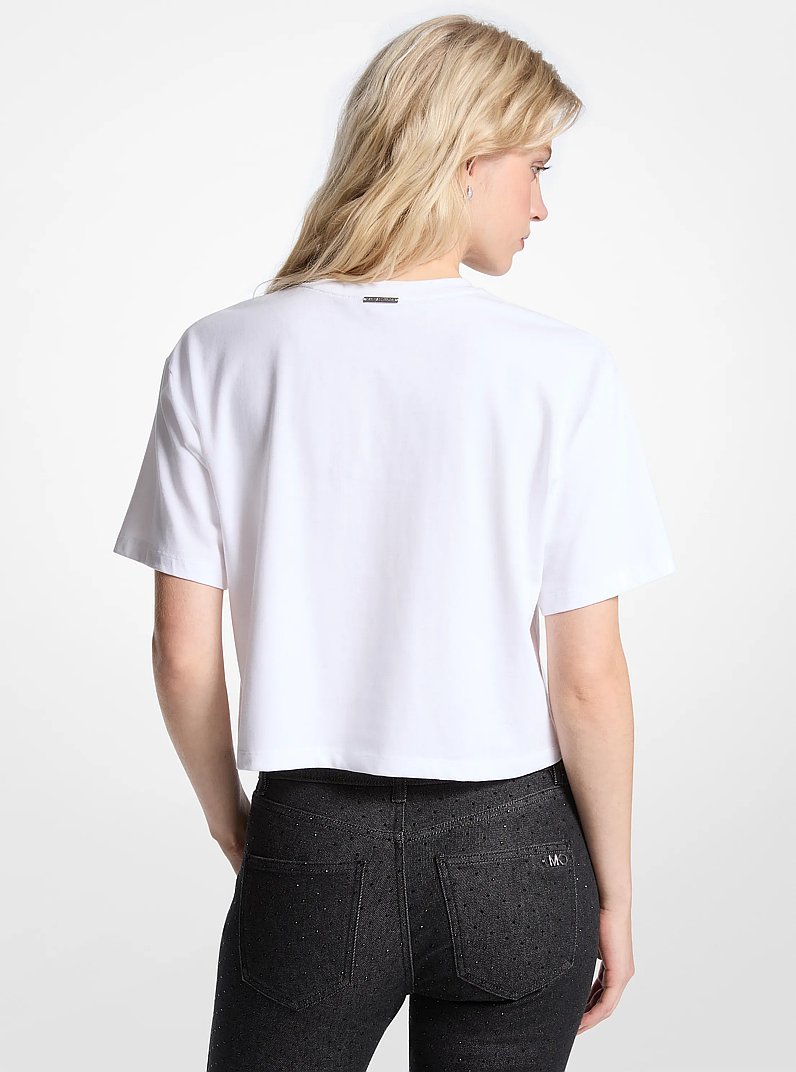 T-Shirt aus Baumwoll-Jersey mit Nieten und Logo in WEISS | Michael Kors