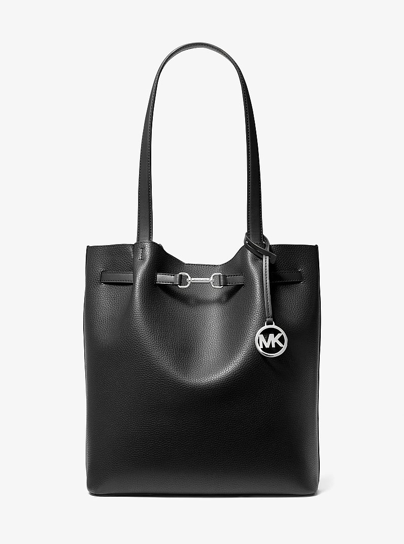 Carson Large Pebbled Leather Tote Bag in BLACK | Michael Kors