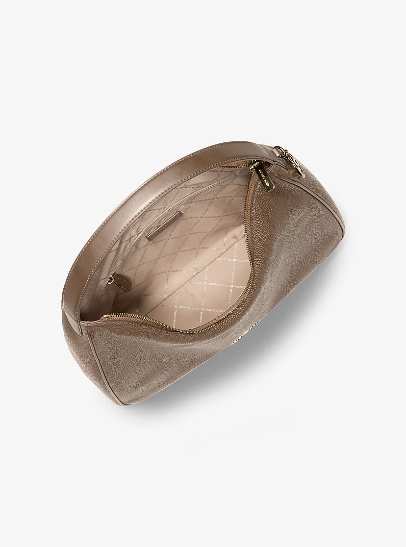 Nayla Medium Pebbled Leather Hobo Shoulder Bag in DRIFTWOOD | Michael Kors