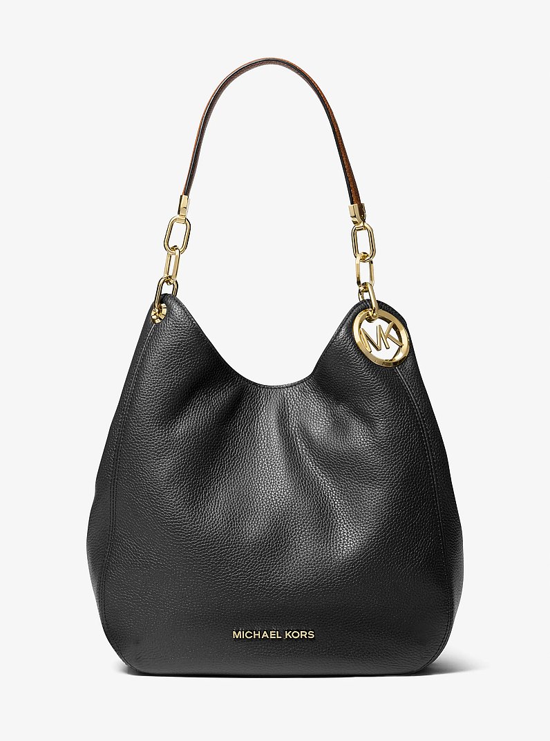 Lillie Large Pebbled Leather Shoulder Bag in BLACK | Michael Kors