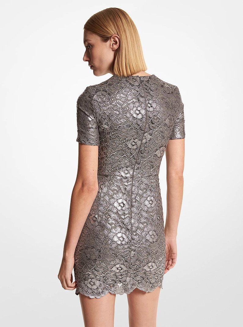 Metallic Lace Dress in SILVER/SLATE | Michael Kors