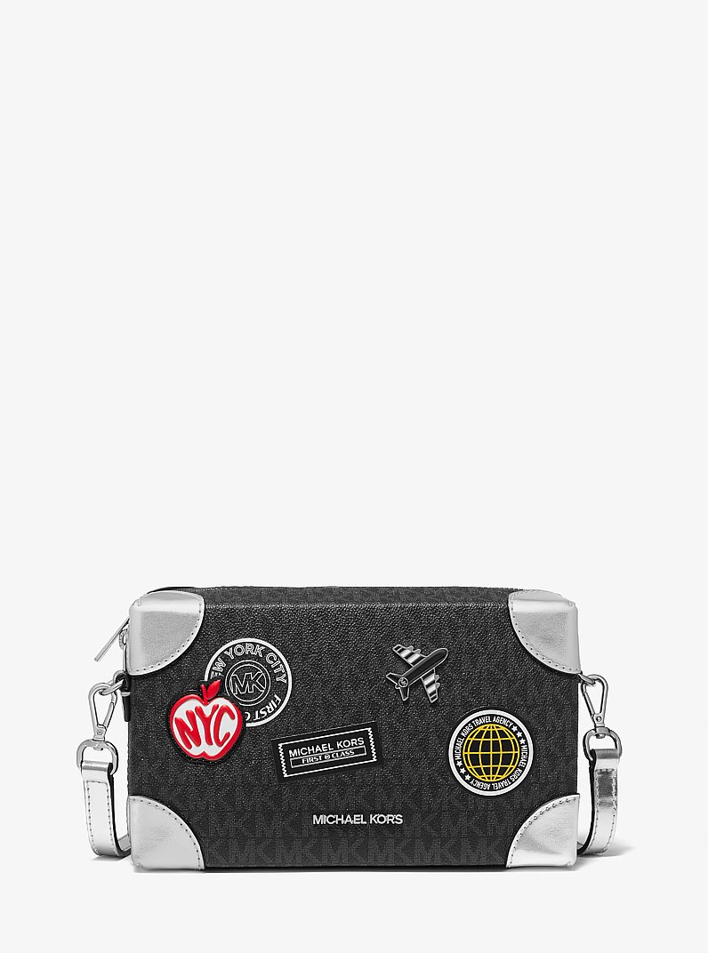 Jeanie Small Embellished Signature Logo Crossbody Bag in BLACK | Michael Kors