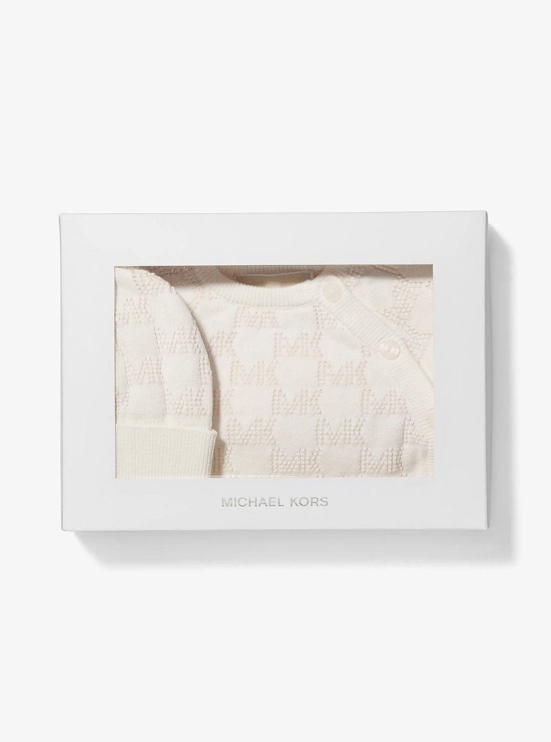 3-Piece Logo Cotton-Knit Baby Set in OFF WHITE | Michael Kors