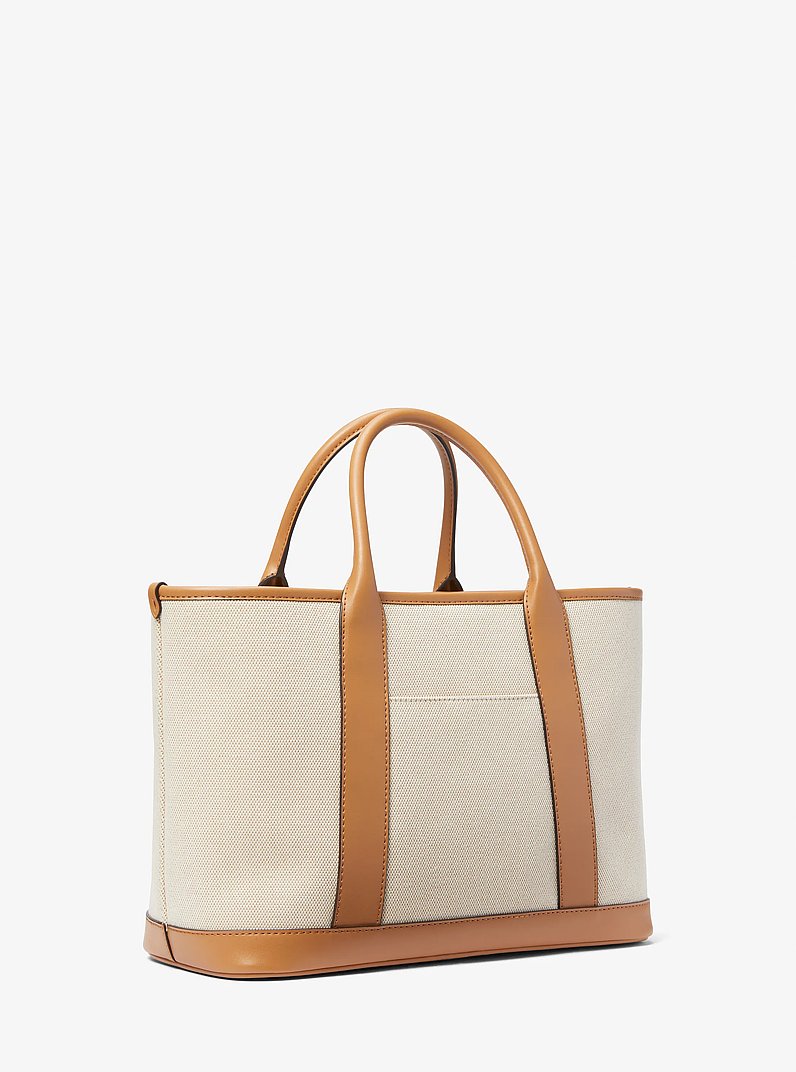 Luisa Medium Cotton Canvas Satchel in PALE PEANUT | Michael Kors
