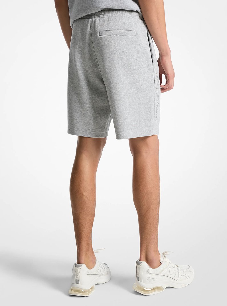 Embossed Logo Cotton Blend Shorts in HEATHER GREY | Michael Kors