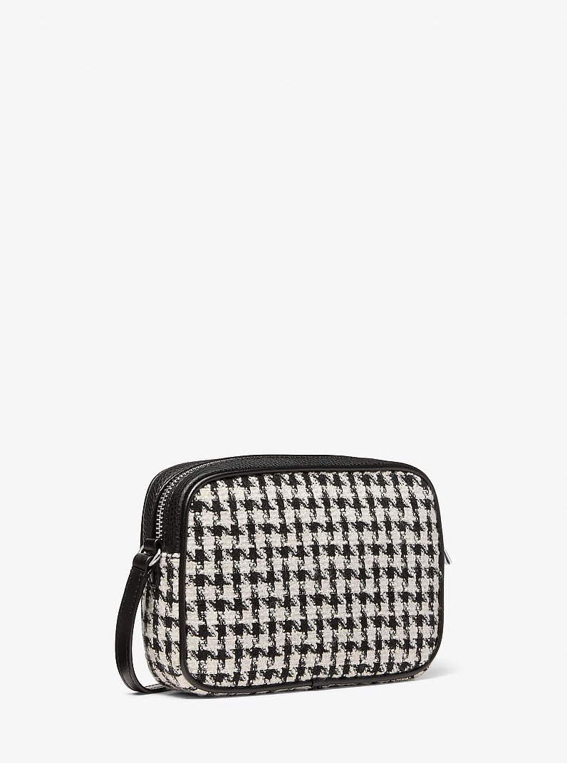 Jet Set Travel Small Houndstooth Crossbody Bag in BLACK/LIGHT CREAM | Michael Kors