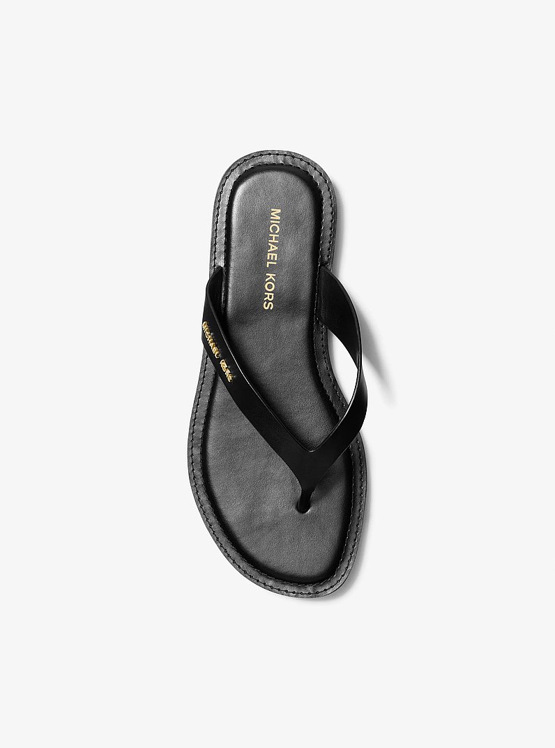 Koko Leather Flip Flop in BLACK | Michael Kors