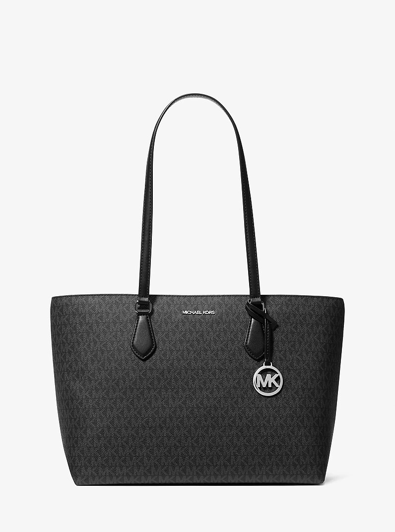 Sheila Large Signature Logo Tote Bag in BLACK | Michael Kors