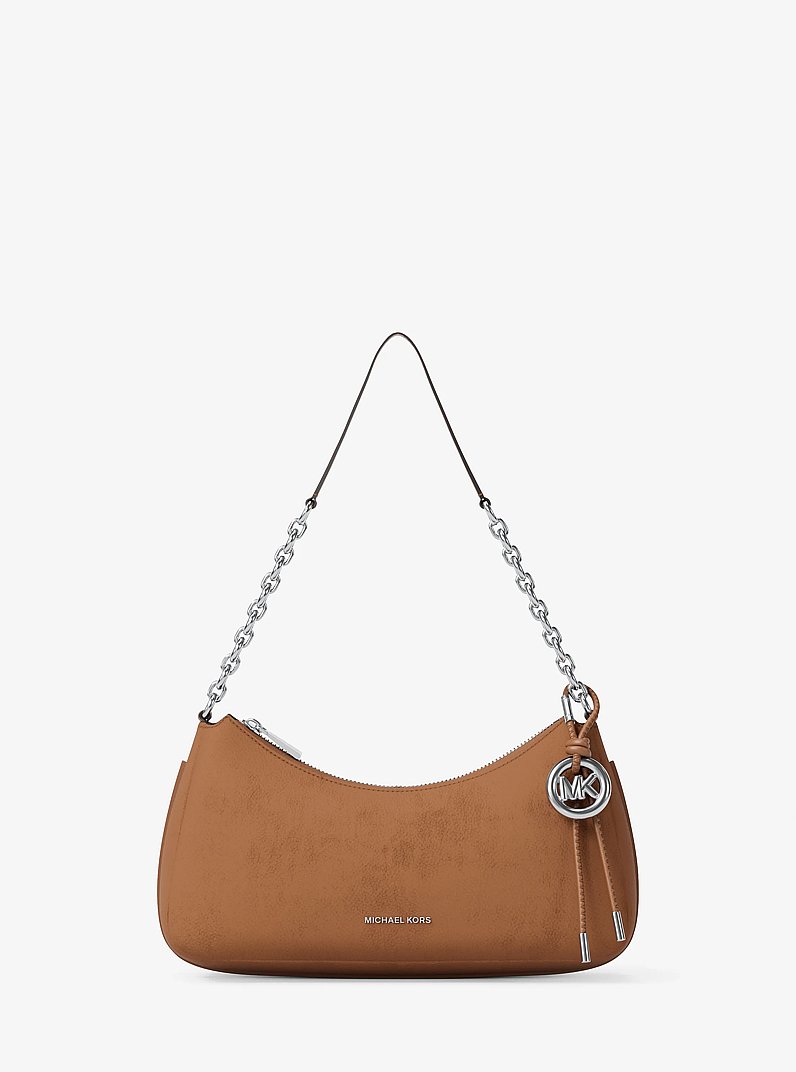 Nolita Medium Nubuck Chain Pochette in LUGGAGE | Michael Kors