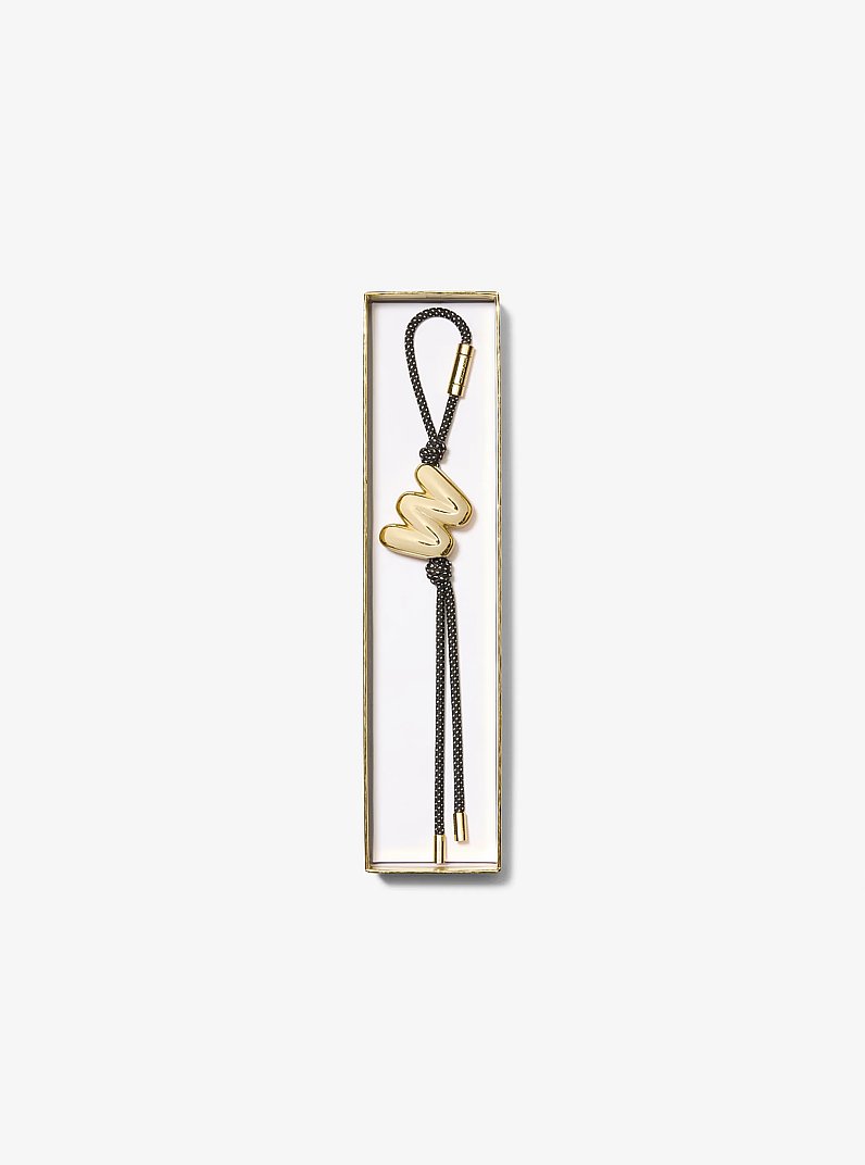 Initial Gold-Tone and Speckled Cord Bag Charm in 18K GOLD | Michael Kors
