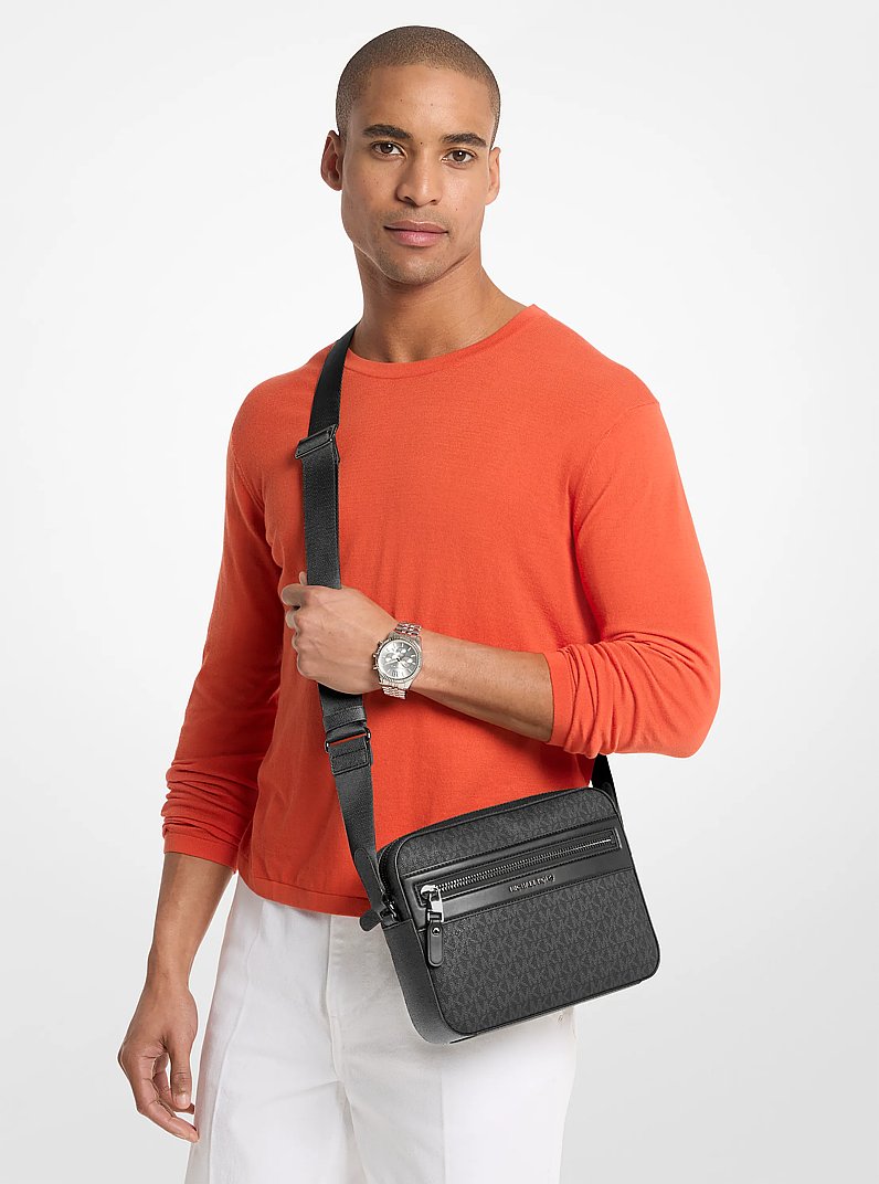 Sac &agrave; bandouli&egrave;re Jet Set &agrave; logo Signature in NOIR | Michael Kors