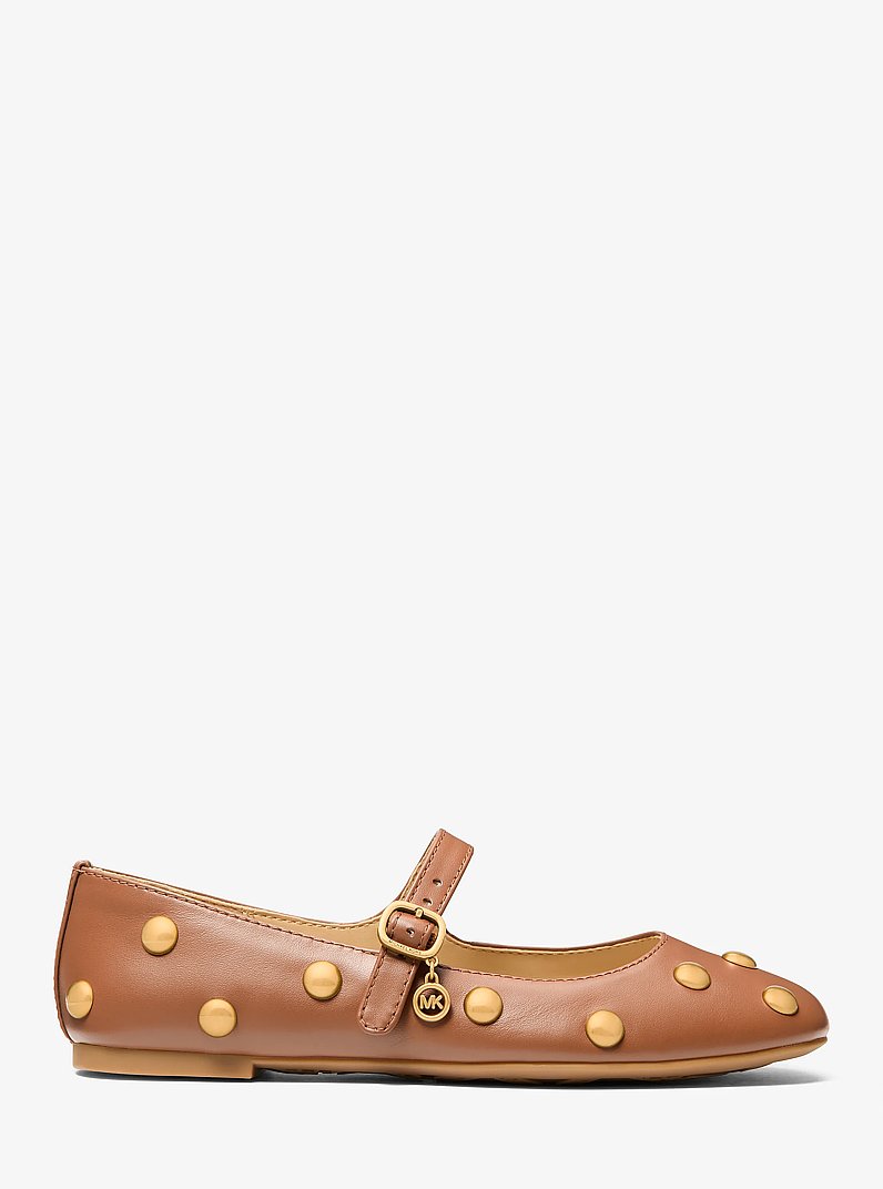 Ballerina Nellie Flex aus Leder mit Nieten in LUGGAGE | Michael Kors