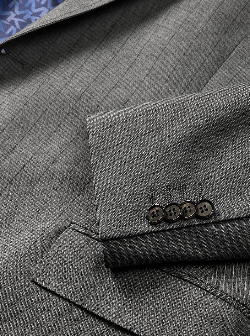 Americana de mezcla de lana el&aacute;stica con raya diplom&aacute;tica in GRIS P&Aacute;LIDO | Michael Kors