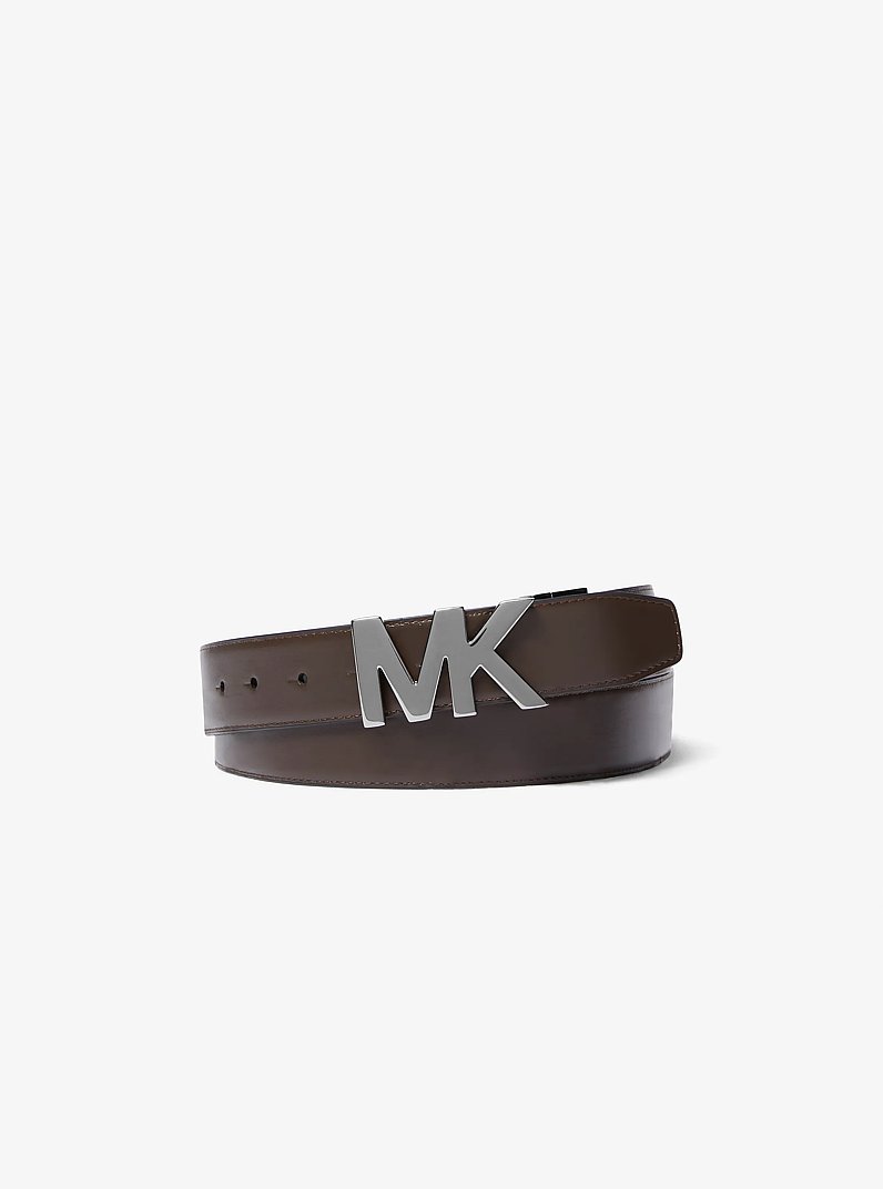 Reversible Signature Logo and Leather Belt in BROWN/BLACK | Michael Kors