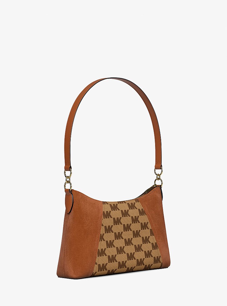 Sac &agrave; bandouli&egrave;re convertible Sienna de taille moyenne en jacquard et en su&egrave;de &agrave; logo