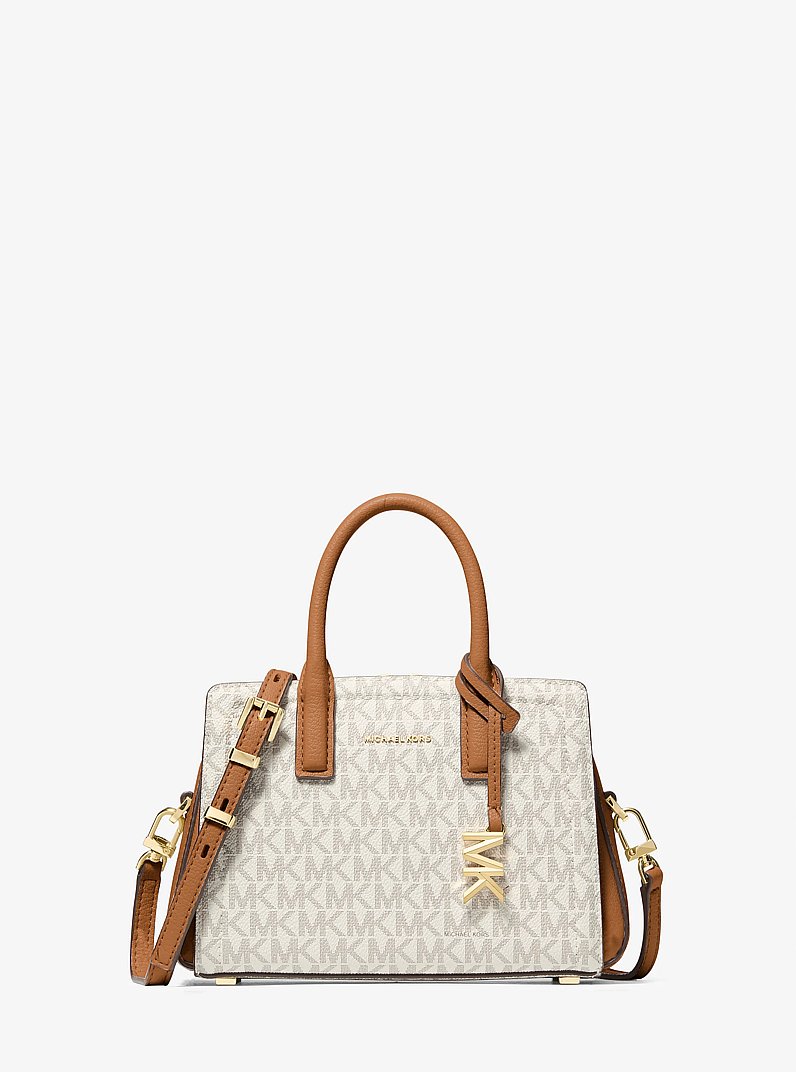 Laila Extra-Small Signature Logo Crossbody Bag in VANILLA/ACORN | Michael Kors