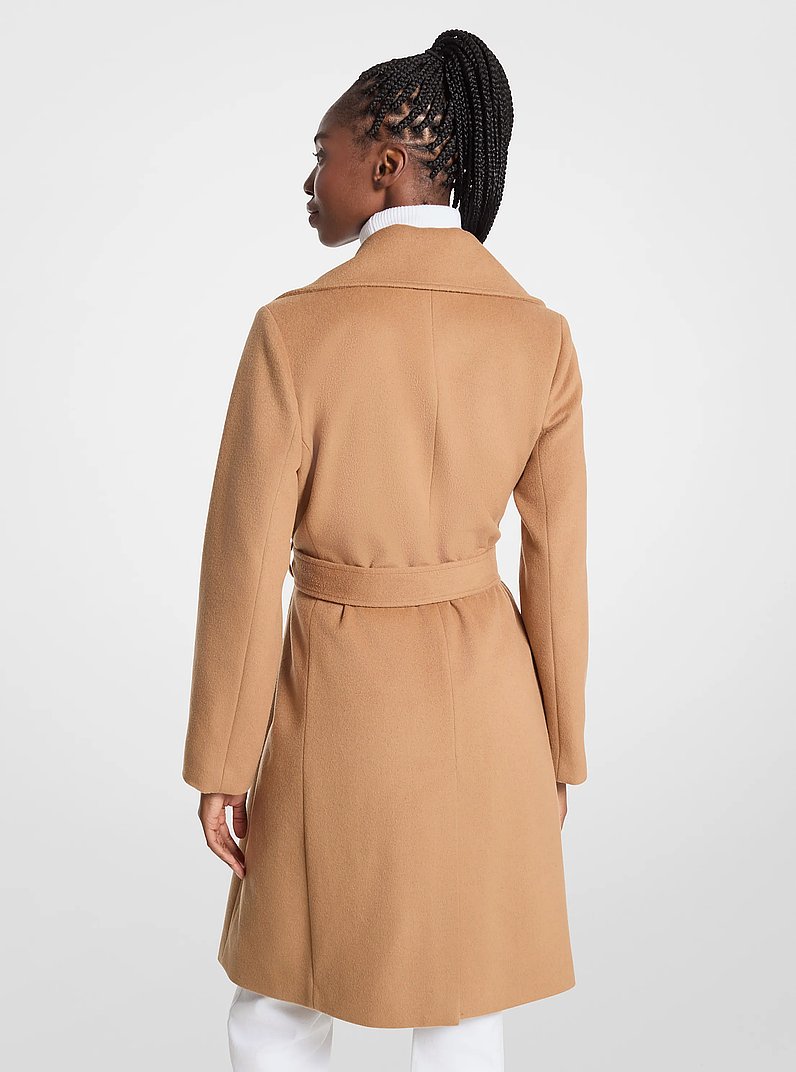 Wool Blend Wrap Coat in DARK CAMEL - Sale | Michael Kors [US]