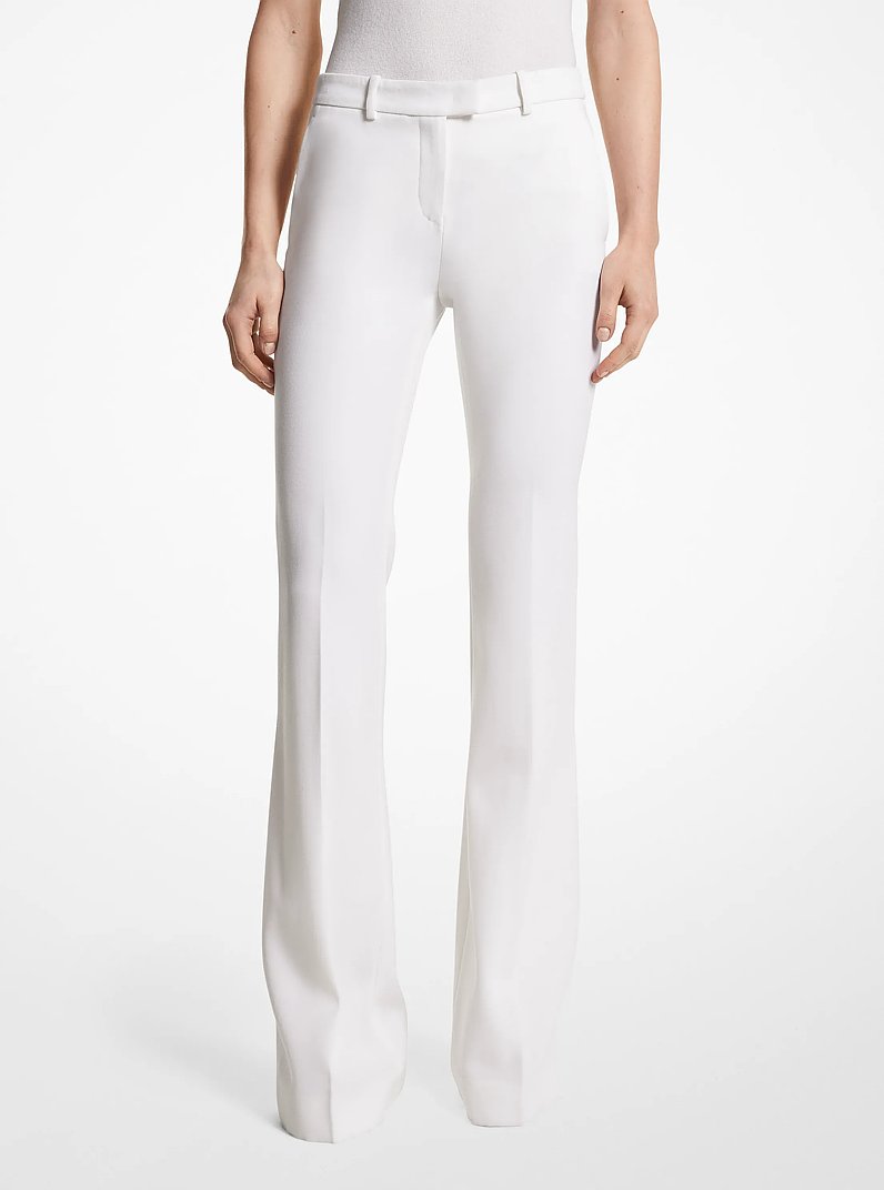 Haylee Wool Gabardine Flared Trousers in IVORY | Michael Kors