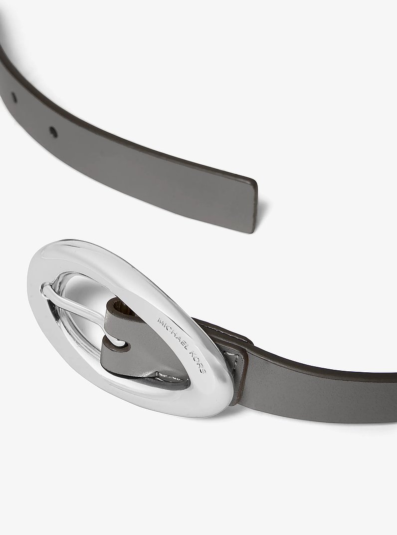 Leather Belt in STORM | Michael Kors