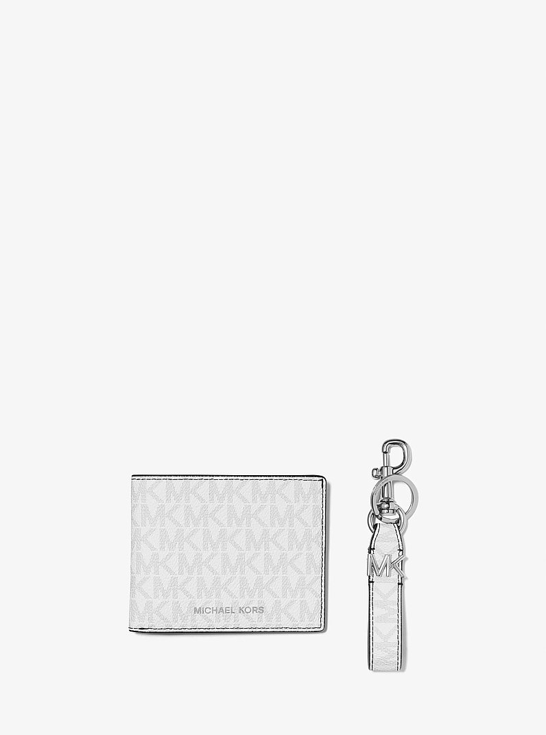 Logo Wallet and Key Chain Gift Set in BRIGHT WHT | Michael Kors