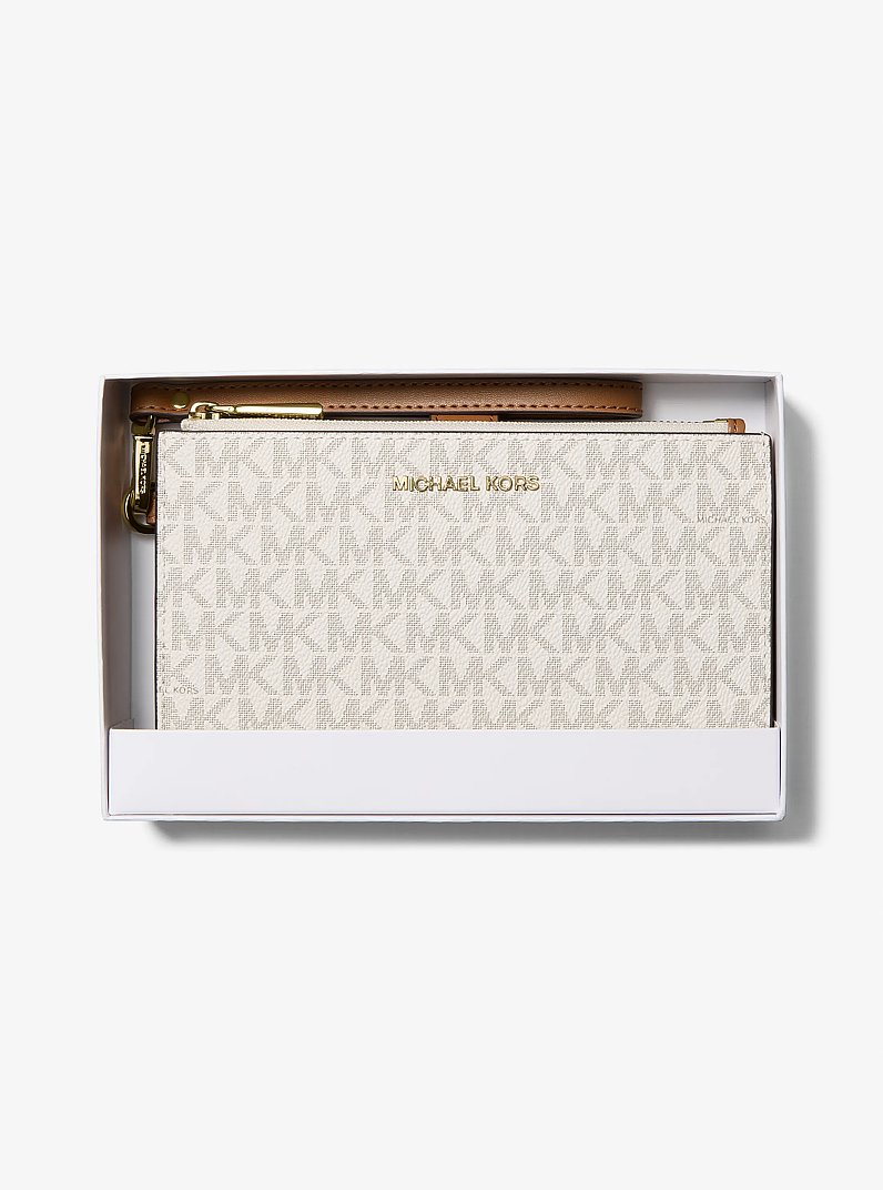 Jet Set Logo Smartphone Wallet in VANILLA/ACORN | Michael Kors