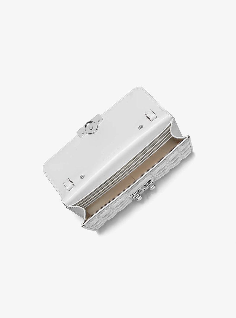 Tribeca Large Leather Convertible Crossbody Bag in OPTIC WHITE | Michael Kors