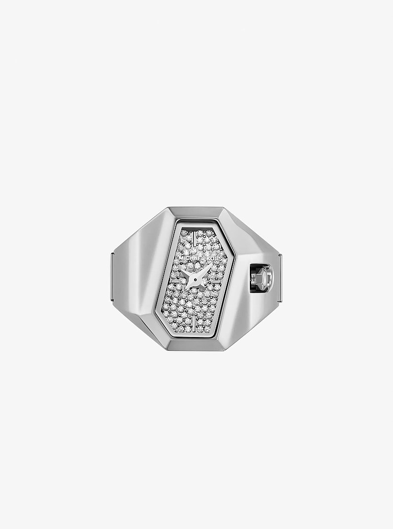 Suri Pav&eacute; Silver-Tone Ring Watch in SILVER | Michael Kors