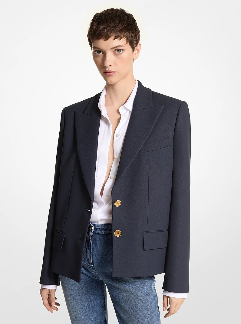 Double Crepe Sabl&eacute; Cropped Boyfriend Jacket