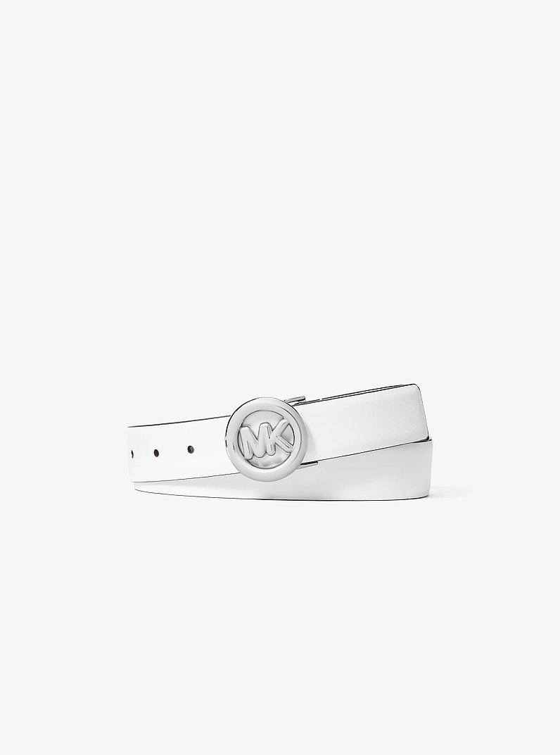 G&uuml;rtel aus Leder mit Logo in OPTIC WHITE | Michael Kors