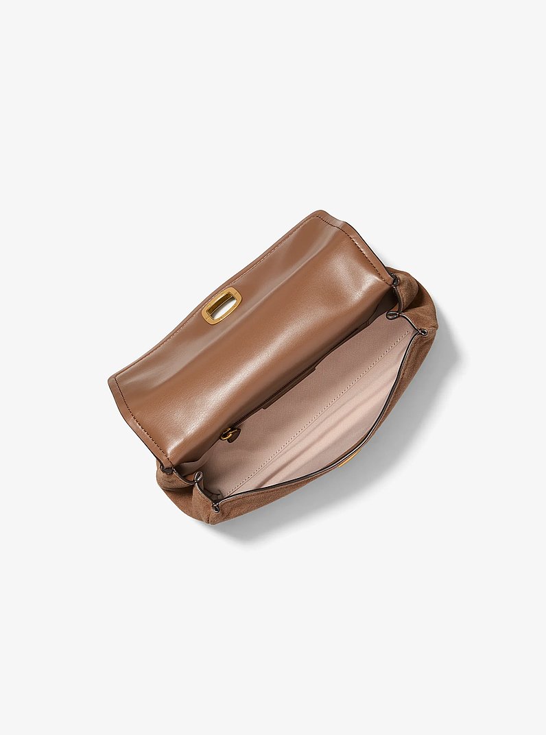 Bryant Small Suede Convertible Shoulder Bag in LUGGAGE | Michael Kors