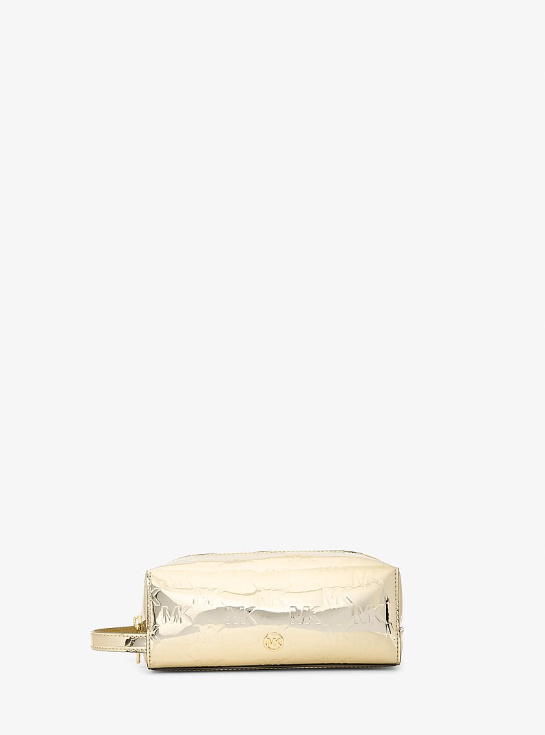Jet Set Medium Metallic Logo Debossed Travel Kit in PALE GOLD | Michael Kors