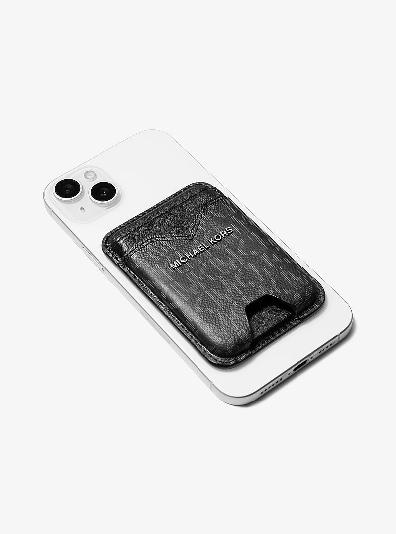 Hudson Signature Logo MagSafe Wallet in BLACK | Michael Kors