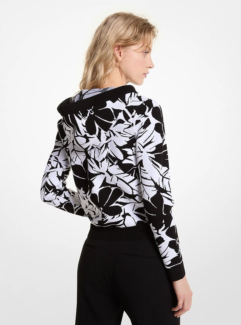 Sudadera con estampado de palmeras en jacquard con cremallera in NEGRO/BLANCO | Michael Kors