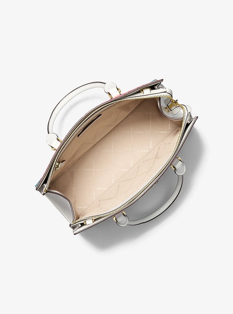 Sheila Medium Rainbow Signature Logo Satchel in RAINBOW | Michael Kors