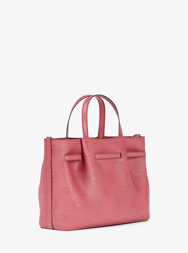 Carson Medium Logo Debossed Satchel in HIBISCUS | Michael Kors