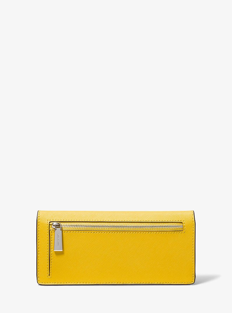 Jet Set Large Saffiano Leather Snap-Front Wallet in BRIGHT DANDELION | Michael Kors