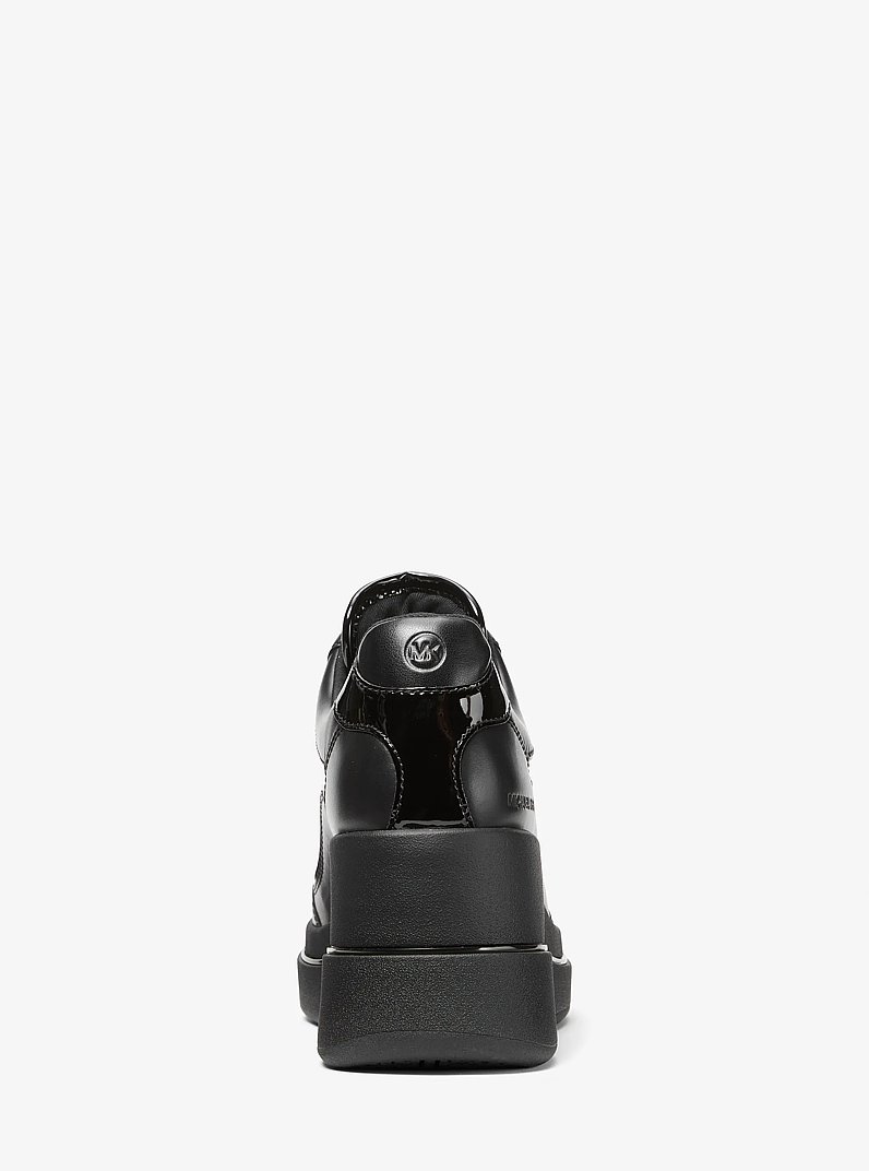 Emmy Leather and Mesh Wedge Trainer in BLACK | Michael Kors